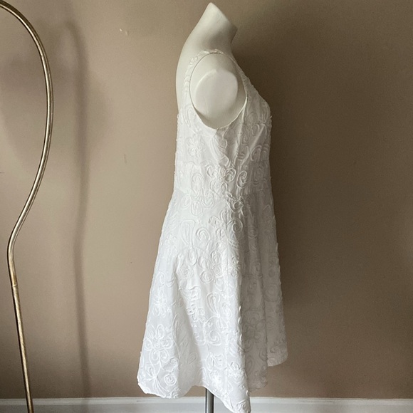 Evan Picone Women’s White Floral Cotton Sleeveless Fit And Flare Dress Size 14 - Picture 4 of 7